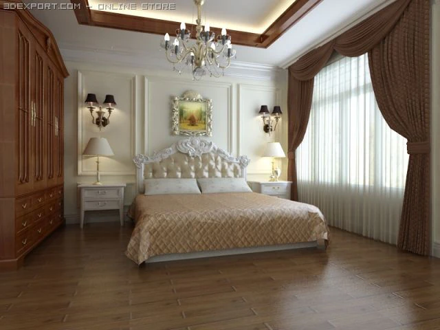 bedroom130 3D Model .c4d .max .obj .3ds .fbx .stl .blend 