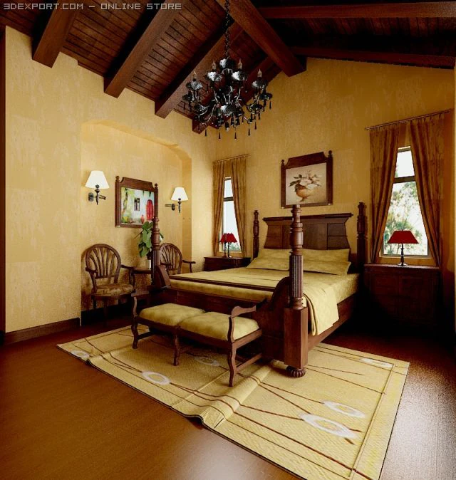 bedroom171 3D Model .c4d .max .obj .3ds .fbx .stl .blend
