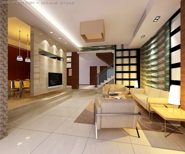 004 livingroom 3D Model .c4d .max .obj .3ds .fbx .stl .blend 