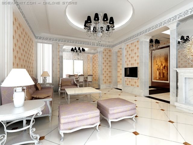 007 livingroom 3D Model .c4d .max .obj .3ds .fbx .stl .blend 