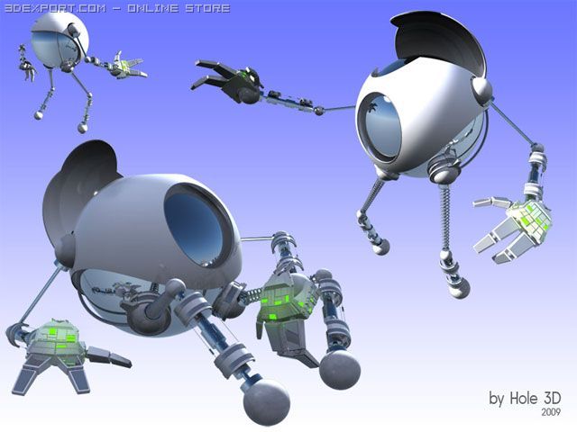 robot for animation Model 3D .c4d .max .obj .3ds .fbx .stl .blend 