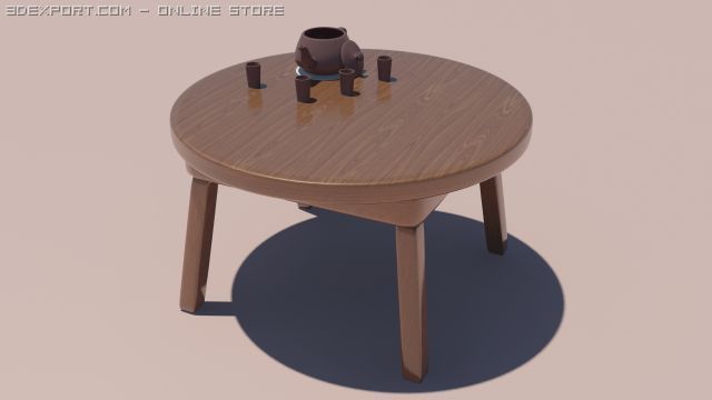 wooden table Modello 3D .c4d .max .obj .3ds .fbx .stl .blend