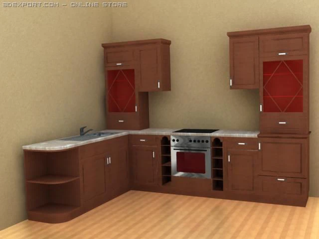 kitchen 3D Model .c4d .max .obj .3ds .fbx .stl .blend 