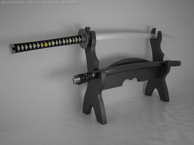 tamahagane katana Model 3D .c4d .max .obj .3ds .fbx .stl .blend 