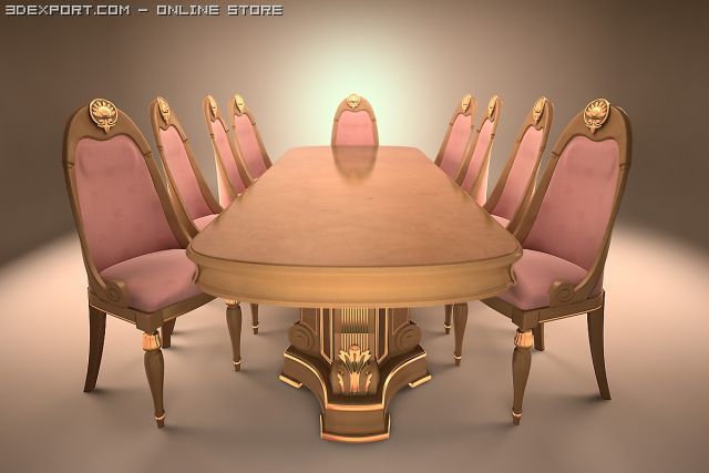 table and chair classic Modèle 3D .c4d .max .obj .3ds .fbx .stl .blend