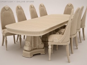 table and chair classic Modèle 3D
