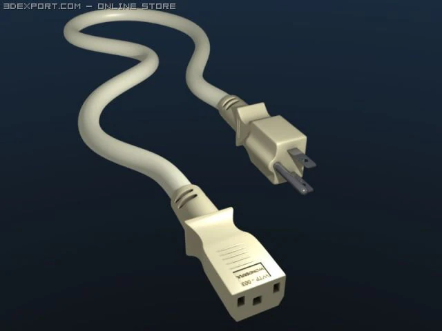 power cord 3D Model .c4d .max .obj .3ds .fbx .stl .blend 