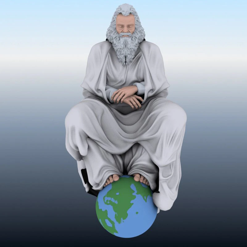 old man sitting on globe 3D Model .c4d .max .obj .3ds .fbx .stl .blend