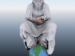 old man sitting on globe Modèle 3D