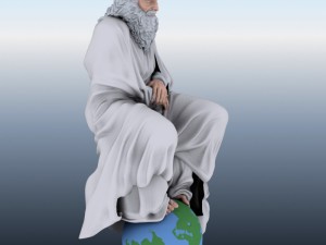 old man sitting on globe Model 3D