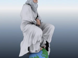 old man sitting on globe 3D Model