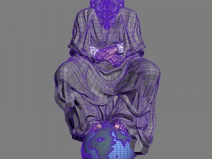 old man sitting on globe Model 3D