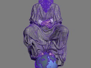 old man sitting on globe 3D Model