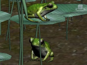 pond plants and frog Modello 3D