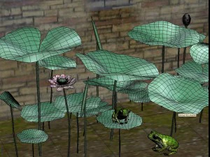 pond plants and frog 3D Model