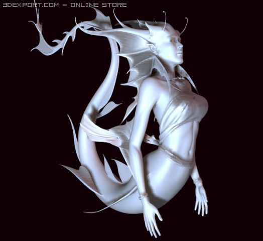 mermaid statue 3D 模型 .c4d .max .obj .3ds .fbx .stl .blend 