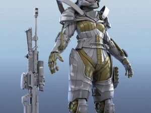 armored warrior female 3D Model