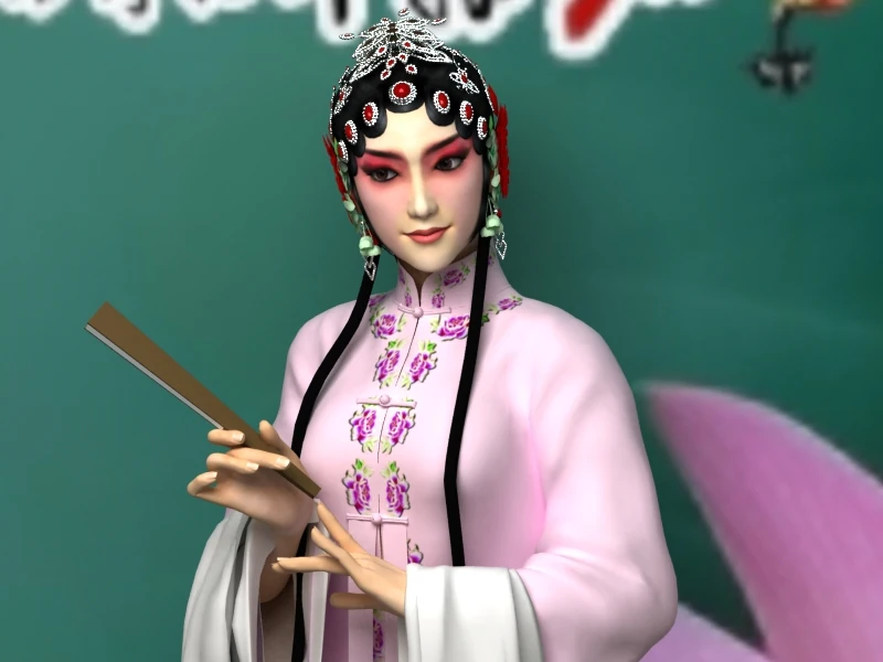 female chinese peking opera character 3D Model .c4d .max .obj .3ds .fbx .stl .blend 