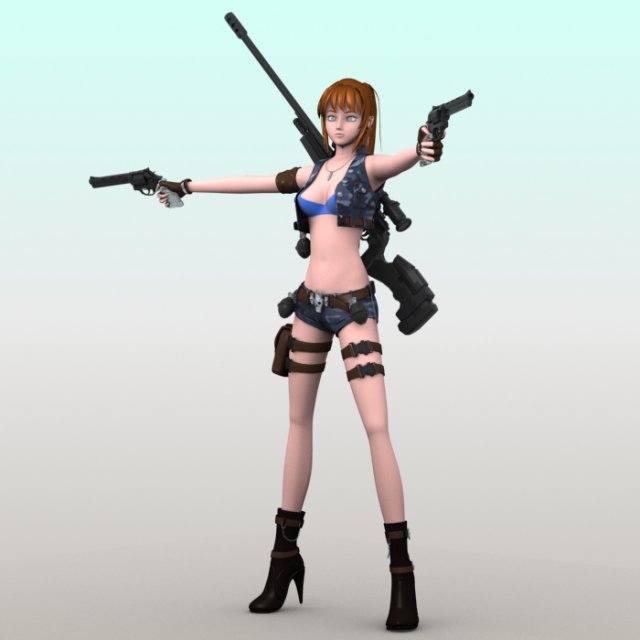 sexy female soldier Modelo 3D .c4d .max .obj .3ds .fbx .stl .blend 