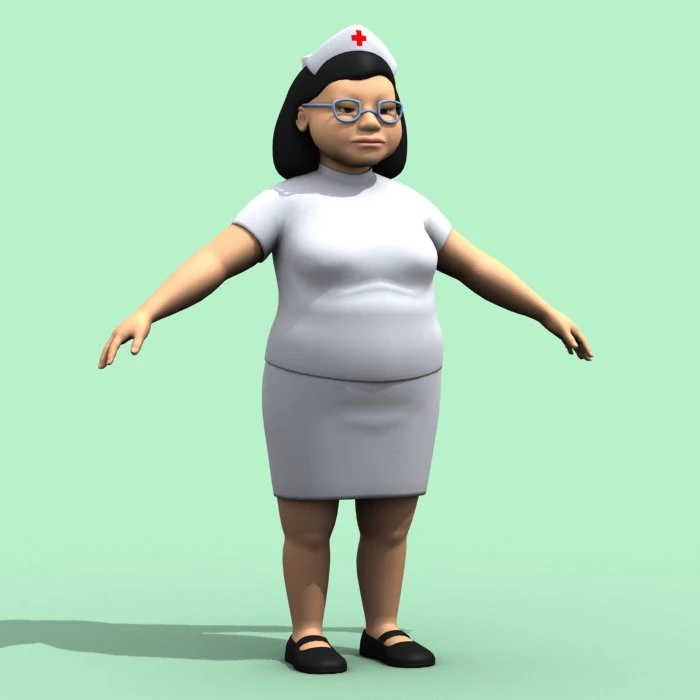 fat cartoon nurse 3D Model .c4d .max .obj .3ds .fbx .stl .blend 
