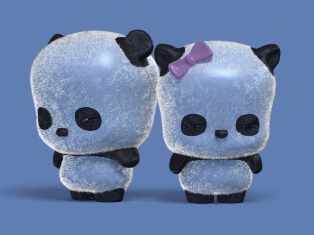 cute cartoon panda Model 3D .c4d .max .obj .3ds .fbx .stl .blend