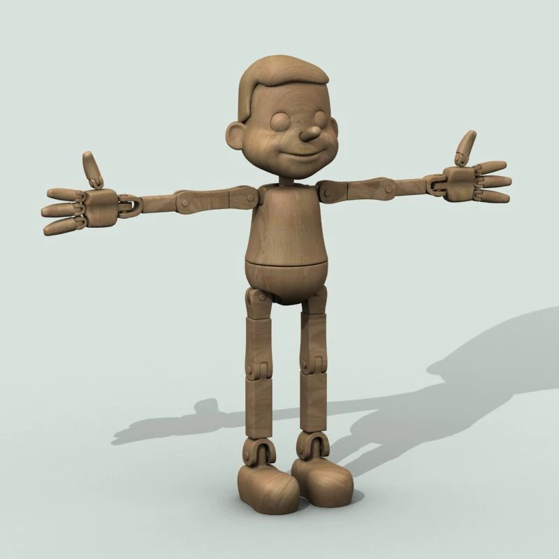 wooden puppet 3D Model .c4d .max .obj .3ds .fbx .stl .blend 