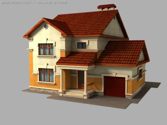 котедж 3D Модель .c4d .max .obj .3ds .fbx .stl .blend 