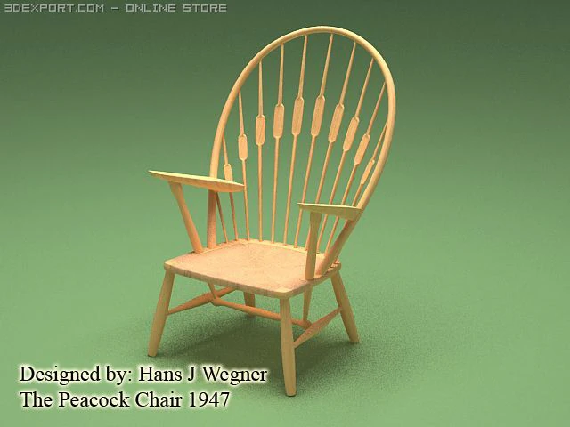 the peacock chair 1947 3D Model .c4d .max .obj .3ds .fbx .stl .blend 