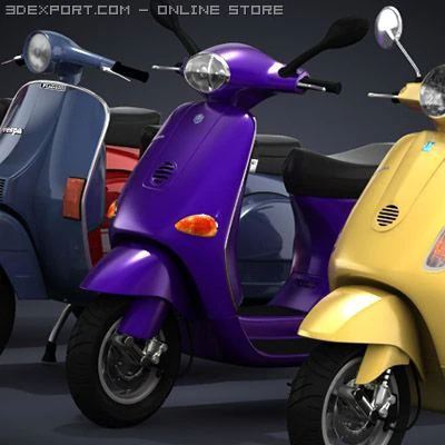 modern vespa collection 3D Model .c4d .max .obj .3ds .fbx .stl .blend 