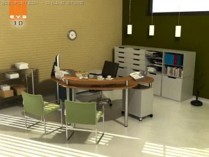 sala de escrit&oacute;rio Modelo 3D
