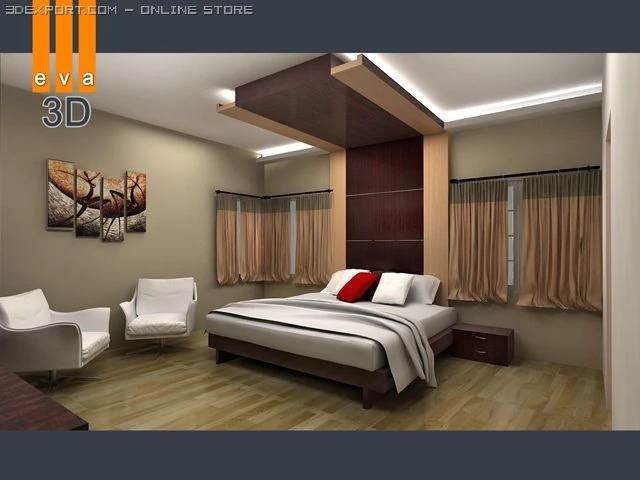 bedroom 3D Model .c4d .max .obj .3ds .fbx .stl .blend