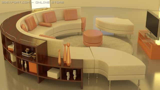 round sofa 3D Model .c4d .max .obj .3ds .fbx .stl .blend 