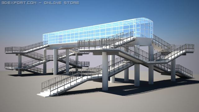 bridge for pedestrians 3D Модель .c4d .max .obj .3ds .fbx .stl .blend