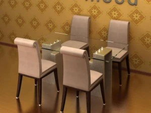 table &agrave; manger et chaise anciennes Modèle 3D