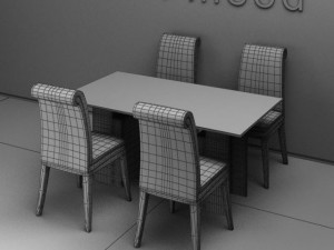 antiquedining table and chair Model 3D