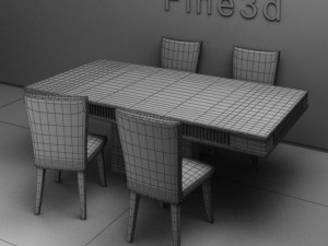 antiquedining table and chair 3D Model