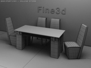 antiquedining table and chair 3D Model