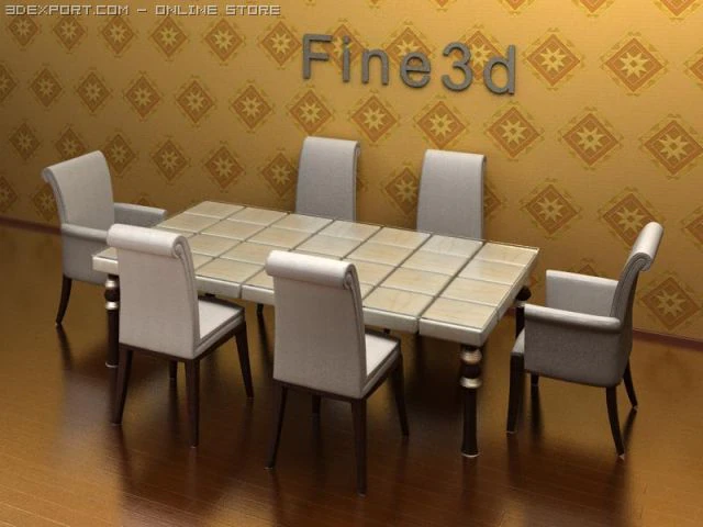 antique09052dining table 3D Model .c4d .max .obj .3ds .fbx .stl .blend 