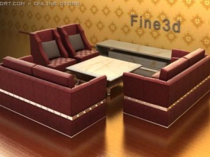 antiquecomb of living room Model 3D