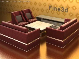 antiquecomb of living room 3D Model