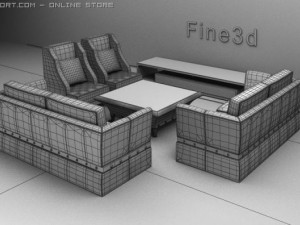 antiquecomb of living room Modèle 3D