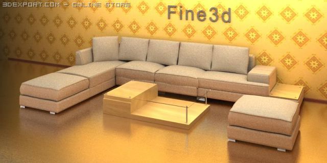 antique09059sofa combination 3D मॉडल .c4d .max .obj .3ds .fbx .stl .blend 