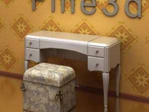 antique09075makeup desk 3D Model