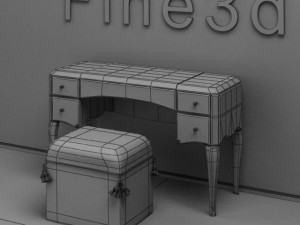 antique09075makeup desk 3D मॉडल
