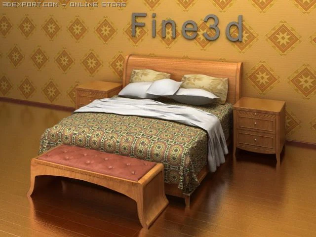 antique09084bed 3D Model .c4d .max .obj .3ds .fbx .stl .blend 