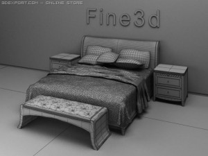 antique09084bed Modèle 3D