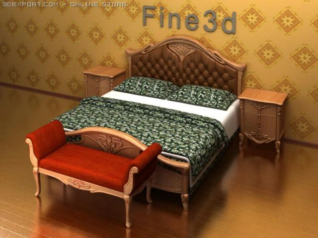 antique0991bed 3D Model .c4d .max .obj .3ds .fbx .stl .blend 