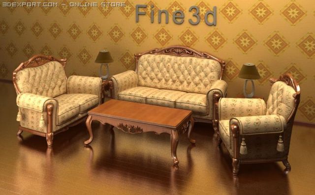 antique0994sofa combination Modello 3D .c4d .max .obj .3ds .fbx .stl .blend 