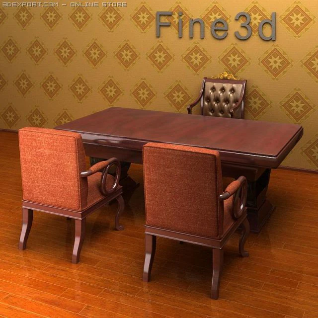 antique08023desk 3D Model .c4d .max .obj .3ds .fbx .stl .blend 