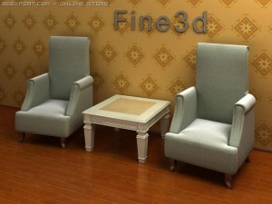 antique08026sofa combinatio Model 3D